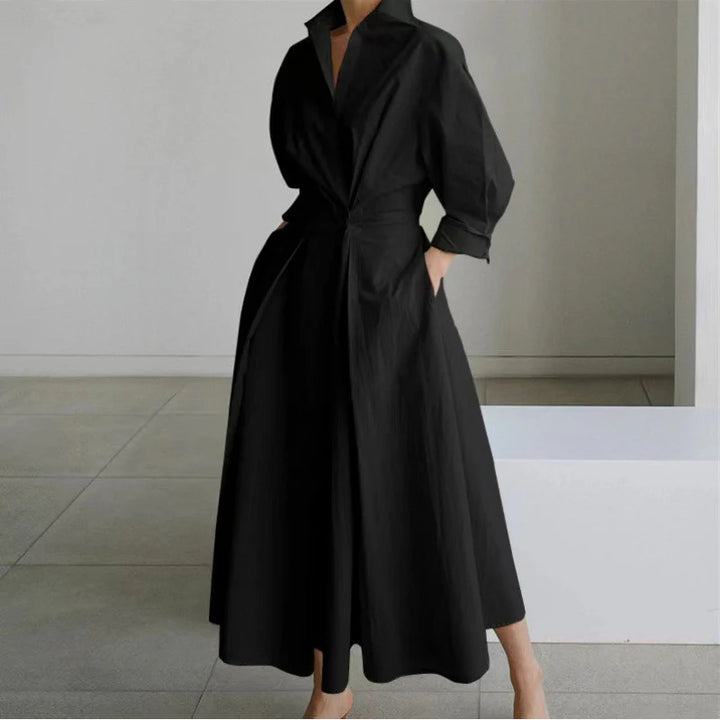 SOFER™ - Elegant Front Wrap Collared Maxi Dress